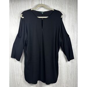 Lauren Ralph Lauren Tunic Top Womens 2X Black Minimalist Dressy Chic Sleek